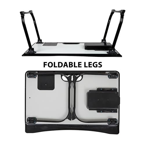 GoRogue Wooden Folding Laptop/Study Table for Bed with Drawer, Tablet/Mobile Holder & Wrist Rest for Kids & Adults (Black) - Image 3