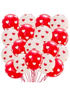 KATCHON Red and White Printed Hearts Balloons Kit Pack of 30 For Valentines Day Decorations  - Image 1