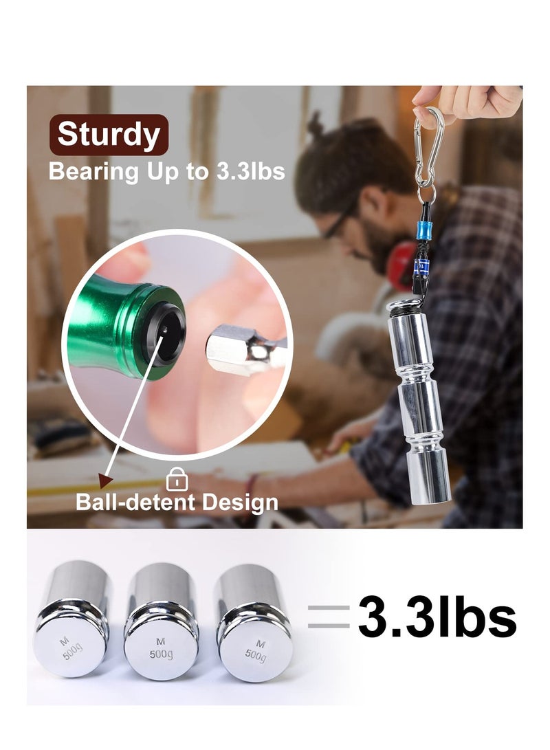 Cobest 1/4 inch Hex Shank, Aluminum Alloy Screwdriver Bits Holder, Light-weight Quick-change Extension Bar Keychain Drill Screw Adapter Change Portable, Versatile Compatibility (6 pcs with Silver Carabiner) - Image 3