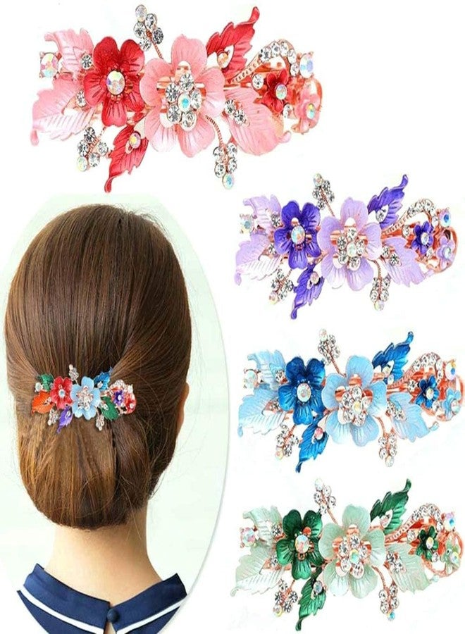 Qintreesify Green Flower Hair Clip with Rhinestone Butterfly, Large Barrettes for Women, Elegant Gifts, Glitter Crystal Hair Clips, Hair Accessories for Women - Image 5