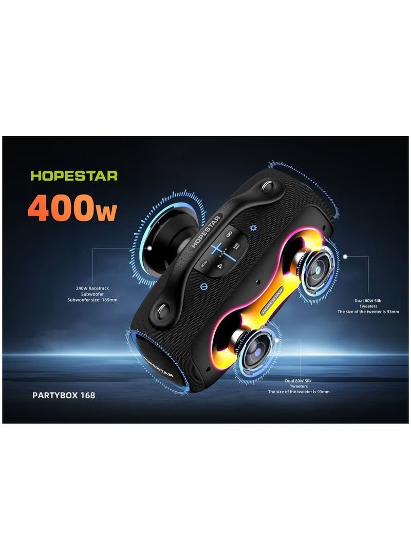 HOPESTAR PARTYBOX 168 Portable Karaoke & Party Speaker with AI Sound Enhancement, RGB Lighting and Dual Wireless Microphones - Image 2