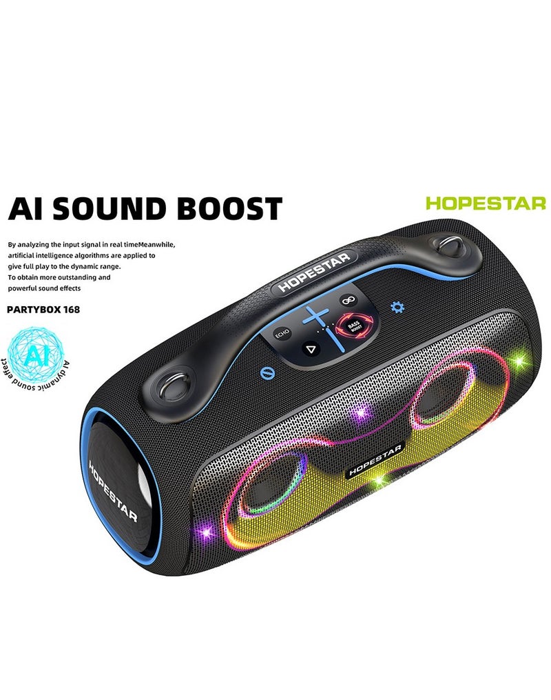HOPESTAR PARTYBOX 168 Portable Karaoke & Party Speaker with AI Sound Enhancement, RGB Lighting and Dual Wireless Microphones - Image 1