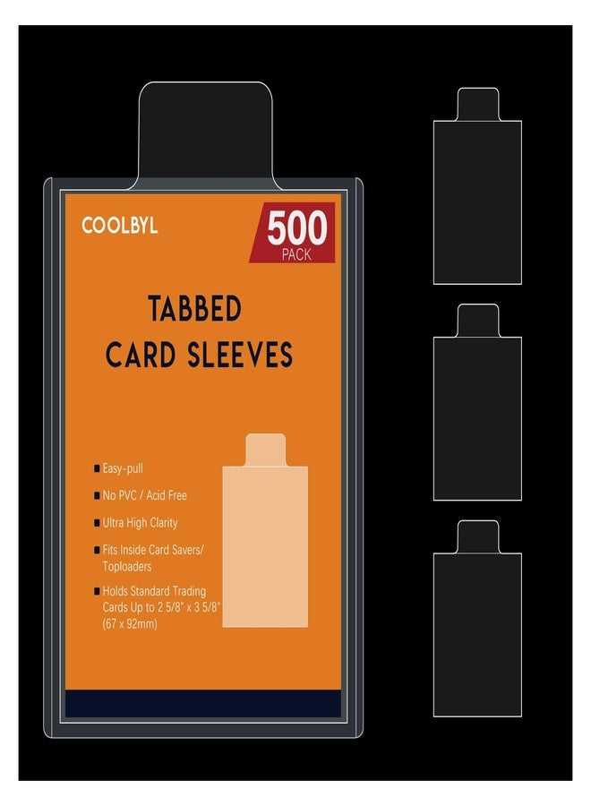 Coolbyl 500 Tabbed Card Sleeves - Easy-Pull Design for Grading Submission, Fit Card Savers & Semi-Rigid Card Holders, Clear Archival-Grade Material for Card Storage - Image 1
