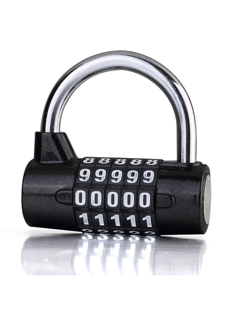 AROAQ Combination Padlock, 5 Dial Digit Number Combination Travel Password Lock, Resettable Code Combo Security Lock, Compact And Durable Lock For Cabinet Gate Locker Toolbox Gym, (1pc, Black) - Image 1