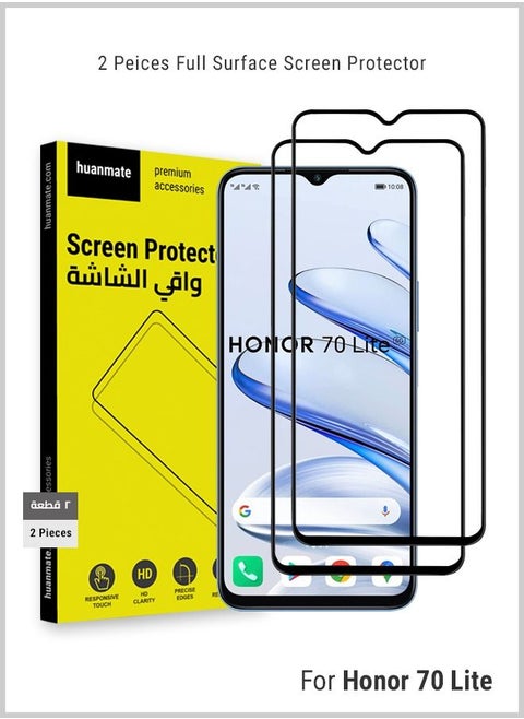 2 Pieces Edge to Edge Full Surface Screen Protector For Honor 70 Lite Black/Clear