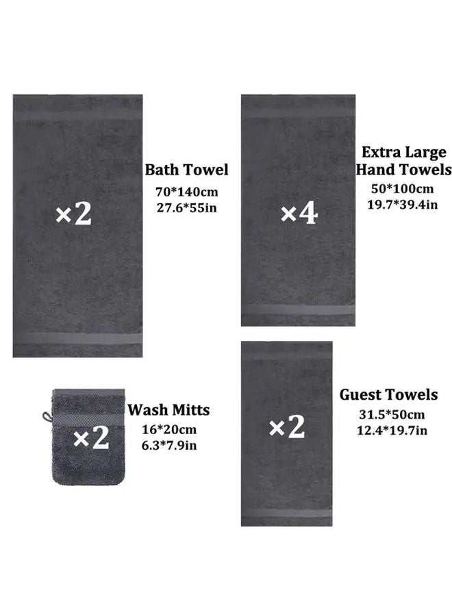 Dark Gray Dark Blue Cotton Bath Towel Set 10Pcs 2 Bath 4 Hand 2 Guest Towels 2 Wash Mitts - Image 3