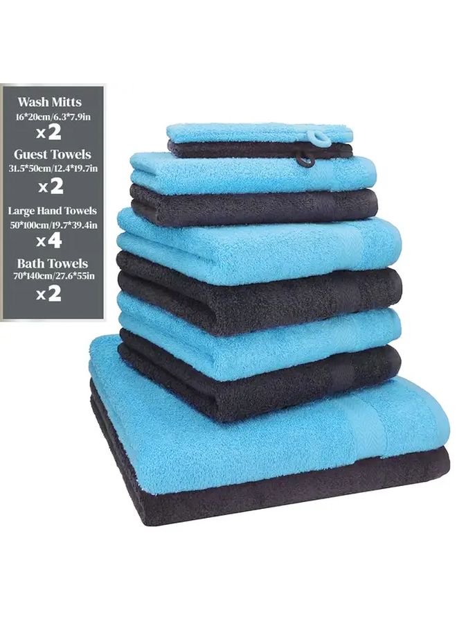 Dark Gray Dark Blue Cotton Bath Towel Set 10Pcs 2 Bath 4 Hand 2 Guest Towels 2 Wash Mitts - Image 2