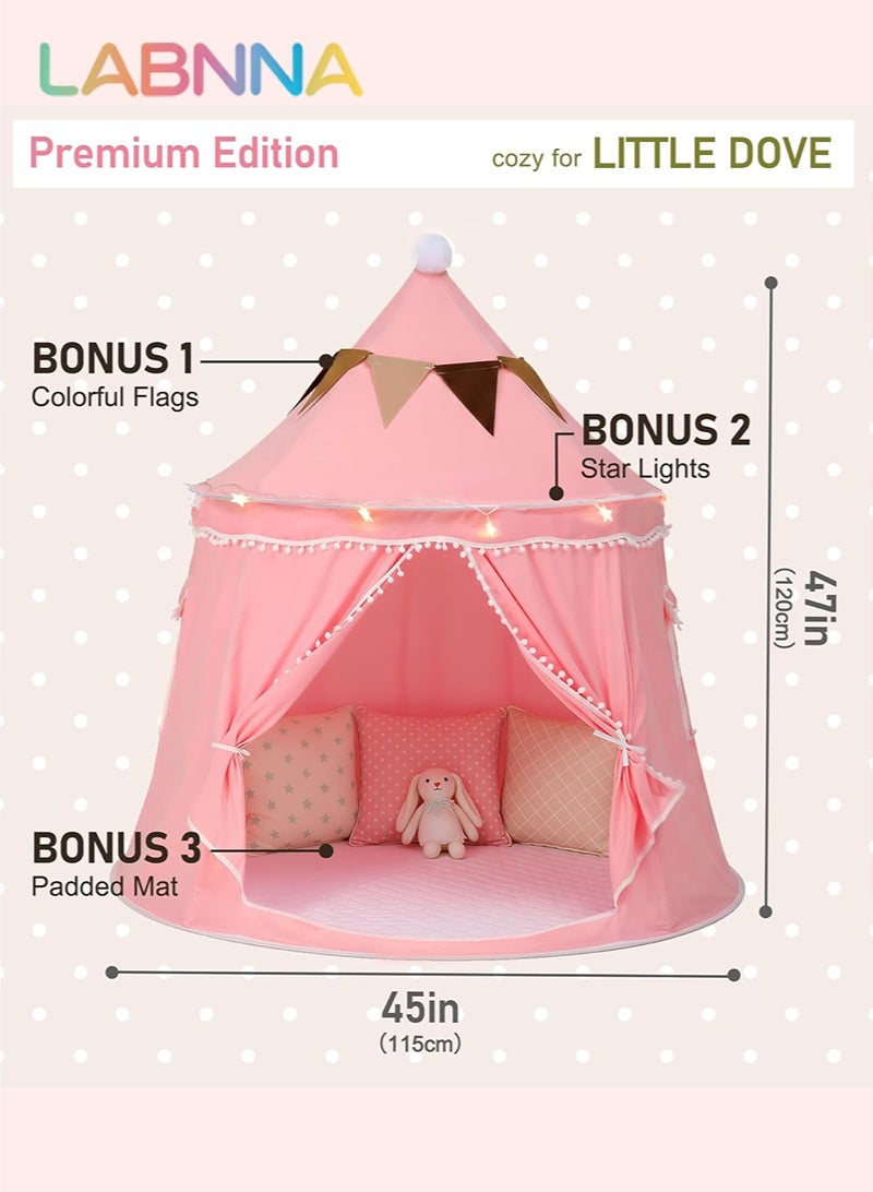 LABNNA Play Tent Bed Canopy Toddler Bed, Large Playhouse Kids Castle Tents, Indoor Outdoor Game Tent, Portable Children Yurt Tents, pace Blackout Sleeping Playhouse Gift for Boys & Girls, 47''x45'', Pink - Image 5