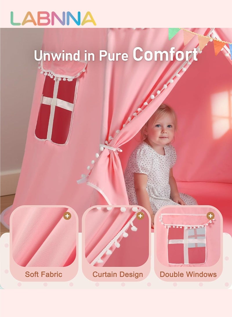 LABNNA Play Tent Bed Canopy Toddler Bed, Large Playhouse Kids Castle Tents, Indoor Outdoor Game Tent, Portable Children Yurt Tents, pace Blackout Sleeping Playhouse Gift for Boys & Girls, 47''x45'', Pink - Image 4