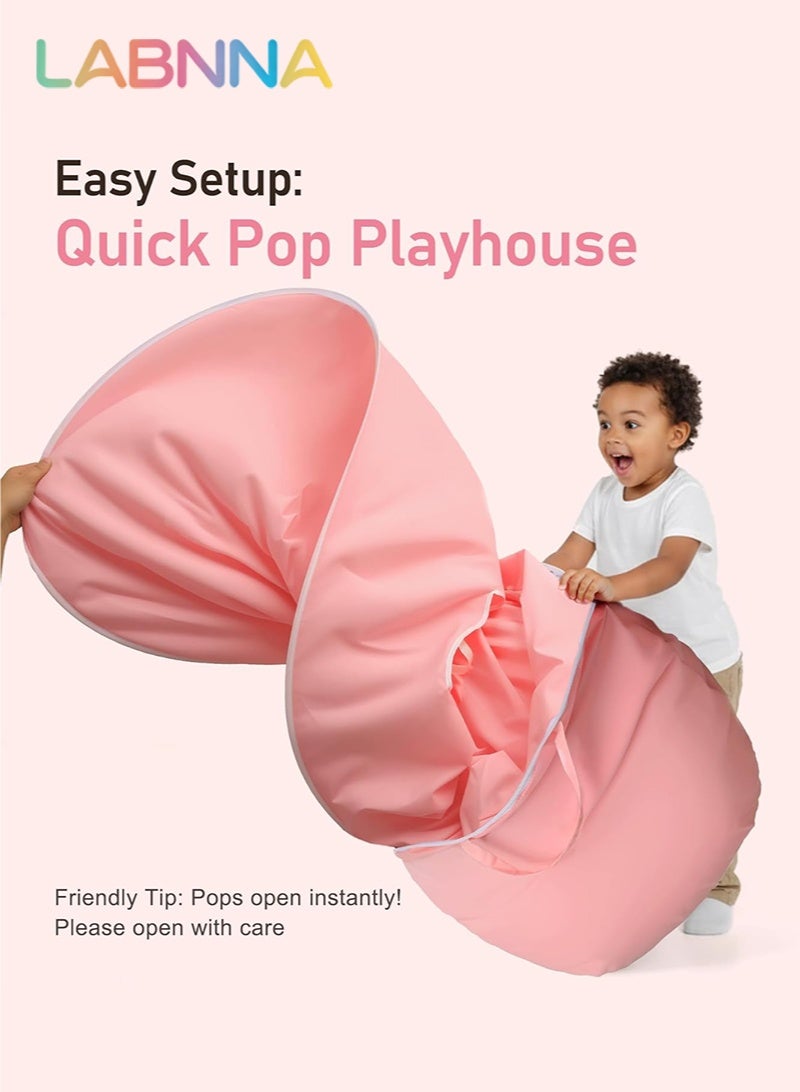 LABNNA Play Tent Bed Canopy Toddler Bed, Large Playhouse Kids Castle Tents, Indoor Outdoor Game Tent, Portable Children Yurt Tents, pace Blackout Sleeping Playhouse Gift for Boys & Girls, 47''x45'', Pink - Image 2