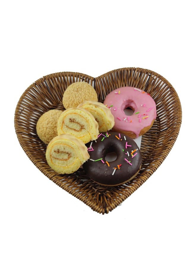 AMBOJIE 3 piece set Handmade Woven Bread Baskets,Heart shape Wicker Baskets Tabletop Food Serving Fruit Vegetables Sundries Storage Basket for Home,office,Restaurant, Bakery - Image 4