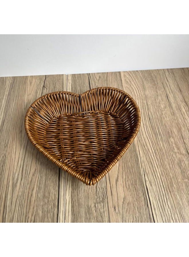 AMBOJIE 3 piece set Handmade Woven Bread Baskets,Heart shape Wicker Baskets Tabletop Food Serving Fruit Vegetables Sundries Storage Basket for Home,office,Restaurant, Bakery - Image 5