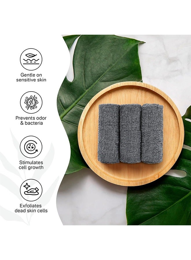 3 Pack Exfoliating Washcloth Towel, Japanese Exfoliating Bath Wash Cloth for Body Exfoliation, Korean Back Scrubber Washer for Shower, African Net Sponge Brush Loofah Exfoliator - Image 2