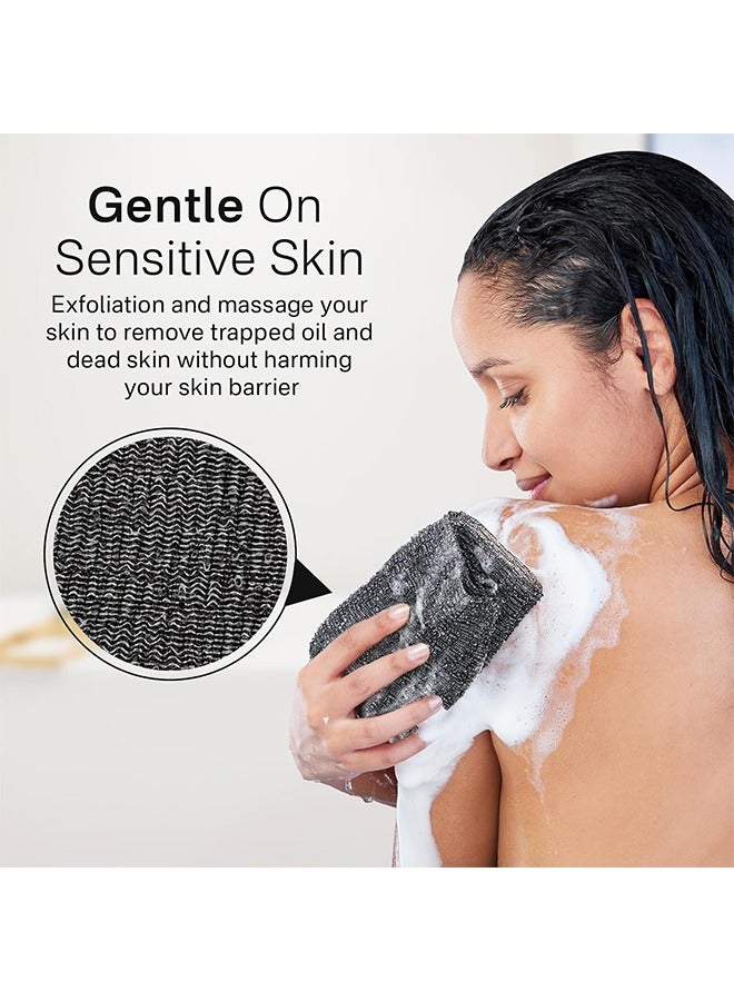 3 Pack Exfoliating Washcloth Towel, Japanese Exfoliating Bath Wash Cloth for Body Exfoliation, Korean Back Scrubber Washer for Shower, African Net Sponge Brush Loofah Exfoliator - Image 3