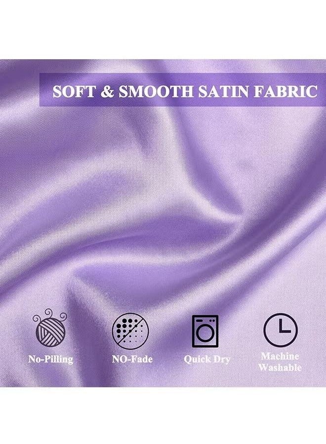 12 قطعة من المناديل الساتان، مناديل طاولة مربعة، 17x17" مناديل عشاء ناعمة، مناديل حرير أنيقة لحفلات العشاء والزفاف، مناديل قماش ناعمة وسلسة قابلة للغسل للحفلات والزفاف والعشاء (لافندر) - Image 5