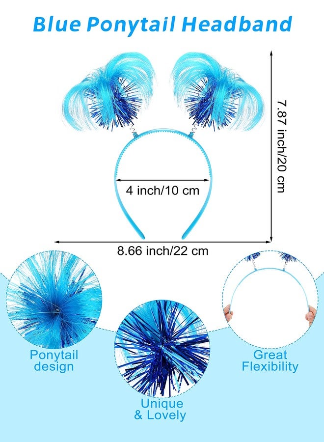 SOMSOC 3 Pieces Tulle Tutu Costume Set Tutus Skirts Feathers Ponytail Headband High Stocking for Halloween Cosplay - Image 4