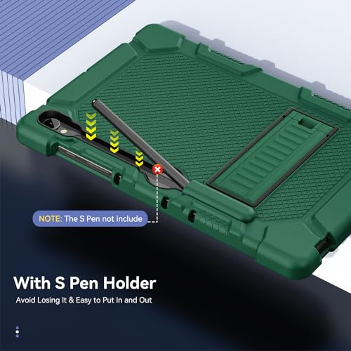 Cantis Case for Samsung Galaxy Tab S10 FE/ S9 FE 5G 10.9 Inch/Galaxy Tab S9 11 Inch 2023, Heavy Duty Shockproof Tablet Case Support S Pen, Alpine Green - Image 5