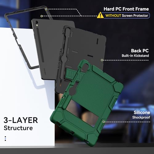 Cantis Case for Samsung Galaxy Tab S10 FE/ S9 FE 5G 10.9 Inch/Galaxy Tab S9 11 Inch 2023, Heavy Duty Shockproof Tablet Case Support S Pen, Alpine Green - Image 4
