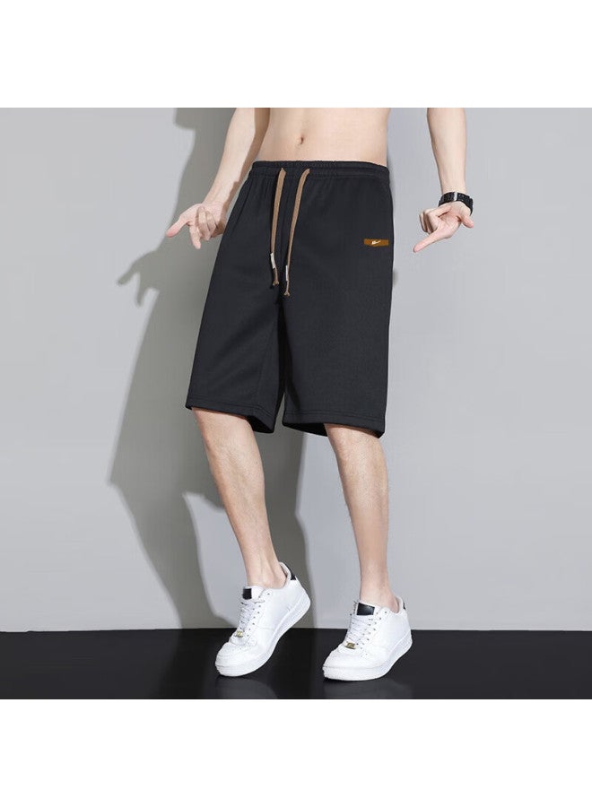 Pull Back Warrior Men's Loose Thin Five-point Shorts Summer Men's Casual Sports Beach Shorts High-end Men's Shorts Black XL - Image 4