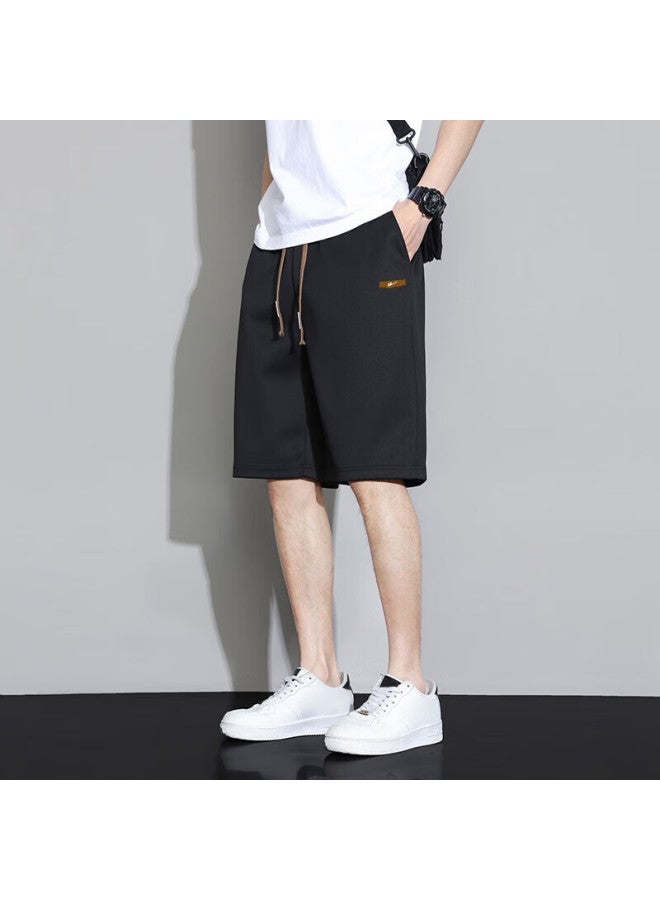 Pull Back Warrior Men's Loose Thin Five-point Shorts Summer Men's Casual Sports Beach Shorts High-end Men's Shorts Black XL - Image 2