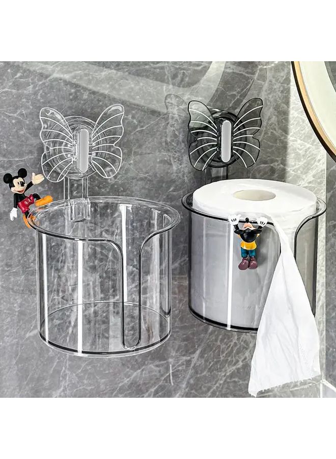 Transparent Suction Cup Toilet Paper Holder Wall Mounted Bathroom Organizer Storage Box - Image 2