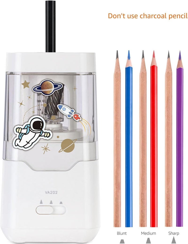 Excefore Electric Pencil Sharpener, Portable Pencil Sharpener For Colored Pencils, Auto Stop, Super Sharp & Fast, Automatic Pencil Sharpener Plug In For 6.9-8Mm, Colored Pencils Classroom Office Home (White) - Image 4