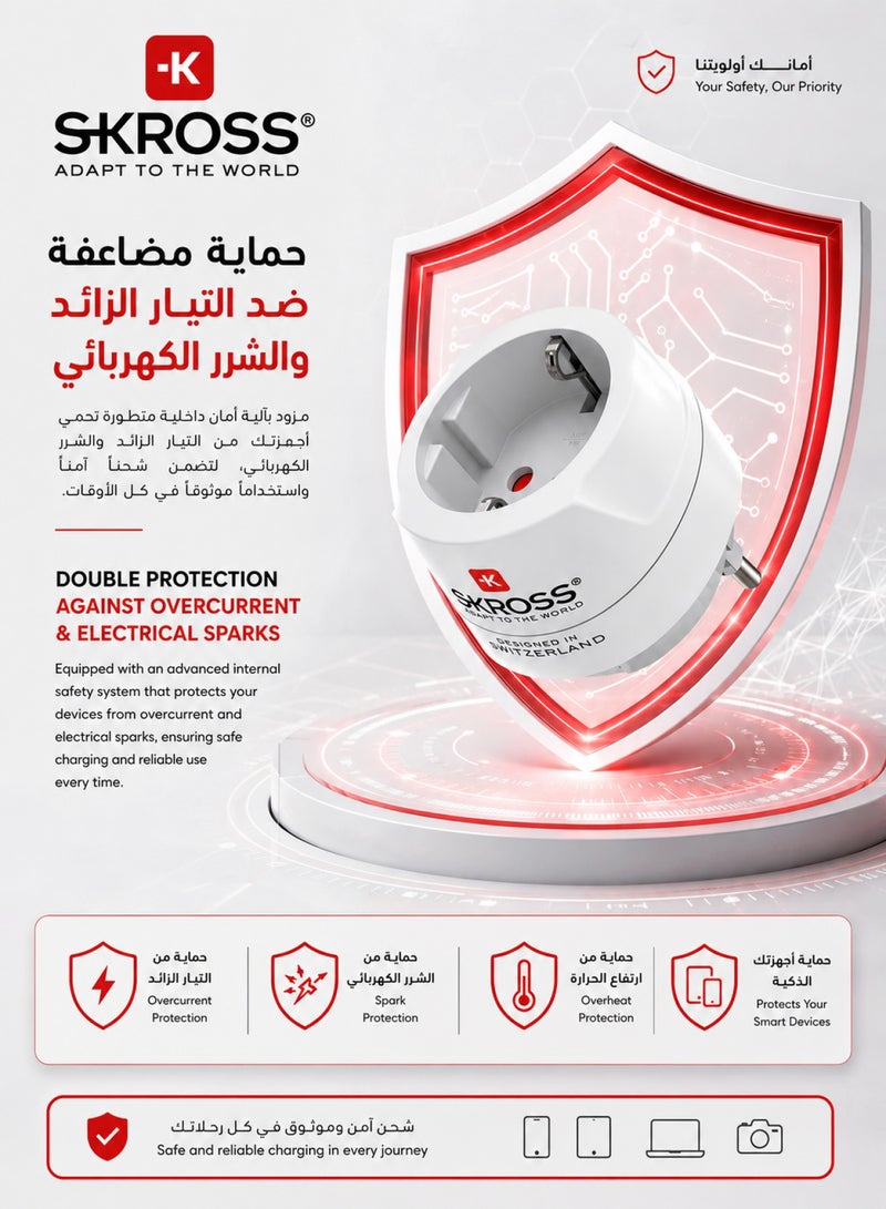 سكروس محول سفر اروبي الى بريطاني. محول كهرباء متعدد المداخل. فيش جداري معتمد. فيش سفر صغير وسهل الاستخدام. فيش ثلاثي بريطاني بقوة كهرباء 250 فولت. فيش عالمي، محول فيش، محول شاحن. - Image 2