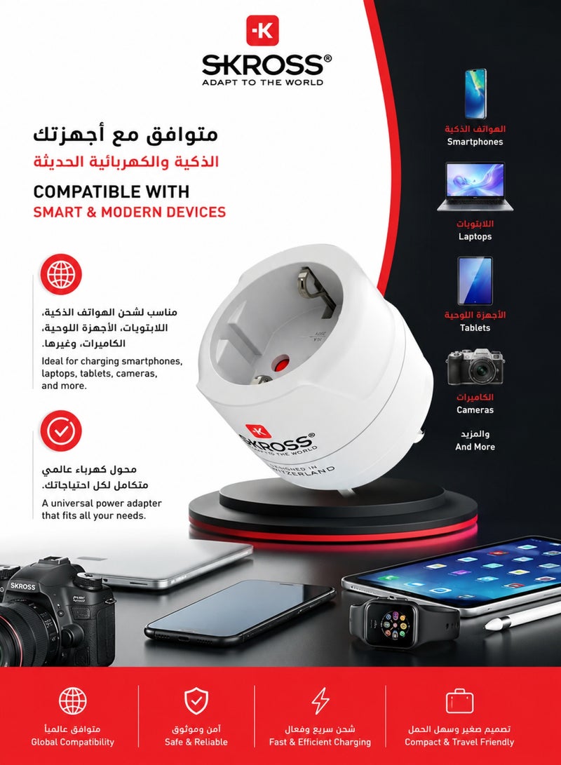 سكروس محول سفر اروبي الى بريطاني. محول كهرباء متعدد المداخل. فيش جداري معتمد. فيش سفر صغير وسهل الاستخدام. فيش ثلاثي بريطاني بقوة كهرباء 250 فولت. فيش عالمي، محول فيش، محول شاحن. - Image 4