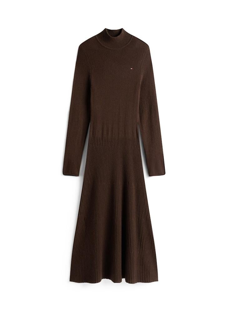 TOMMY HILFIGER Mock Neck Long Sleeve Midi Dress - Image 5
