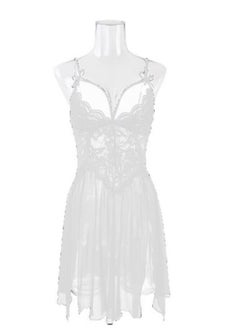 Sunlu Women's Sleepwear Transparent See-Through Lace Nightdress  Lingerie Nightwear Mesh 