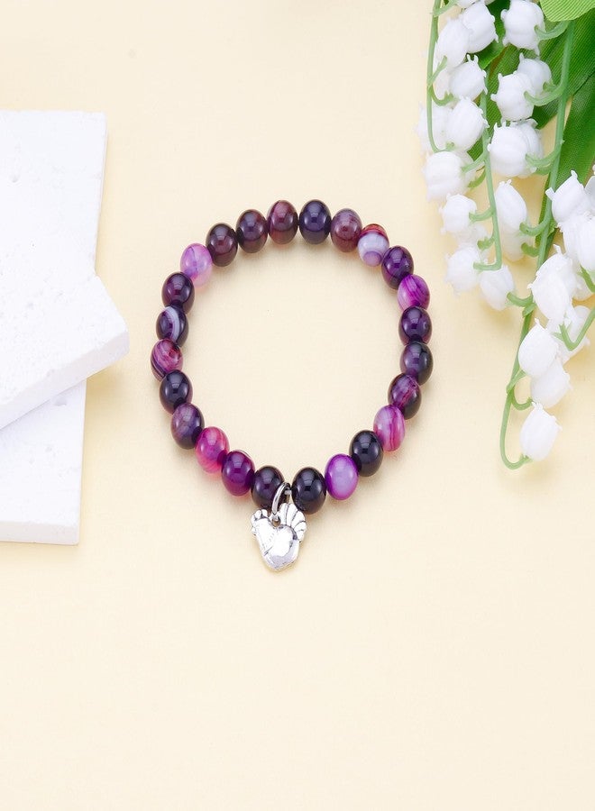 بارتنر هدايا دجاج بارتنر للنساء والرجال، أساور دجاج للنساء والرجال، أساور خرز من الأحجار الكريمة الطبيعية لمحبي الدجاج (دجاج + جمشت) - Image 2