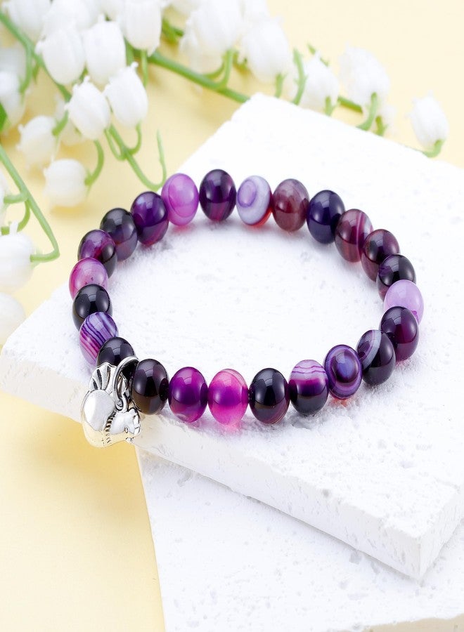 بارتنر هدايا دجاج بارتنر للنساء والرجال، أساور دجاج للنساء والرجال، أساور خرز من الأحجار الكريمة الطبيعية لمحبي الدجاج (دجاج + جمشت) - Image 5