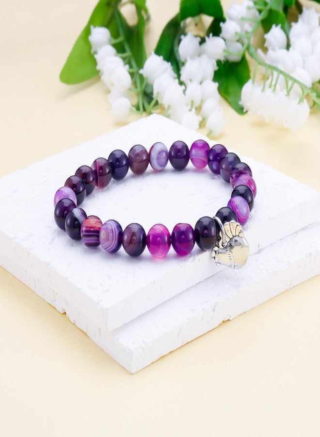 بارتنر هدايا دجاج بارتنر للنساء والرجال، أساور دجاج للنساء والرجال، أساور خرز من الأحجار الكريمة الطبيعية لمحبي الدجاج (دجاج + جمشت) - Image 4