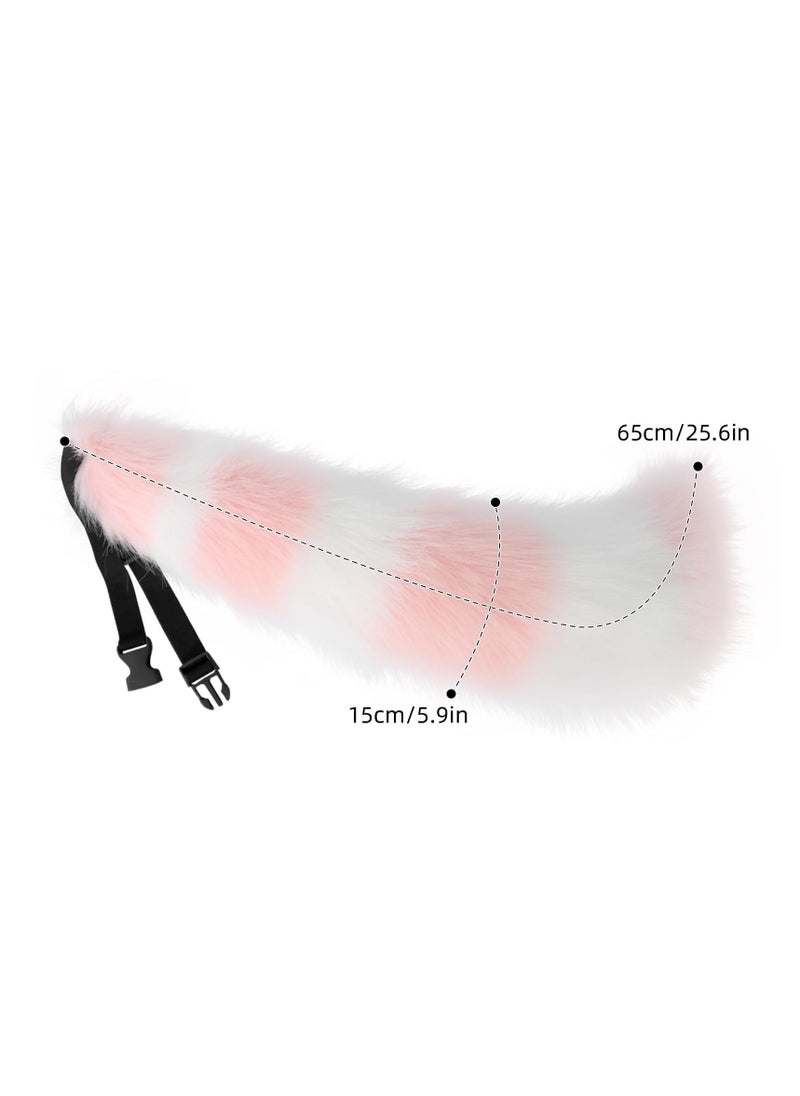 Faux Fur Cat Ears and Wolf Fox Tail Set, Cosplay Costume Faux Fur Hair Clip Headdress Anime Cosplay Party (Pink) - Image 4