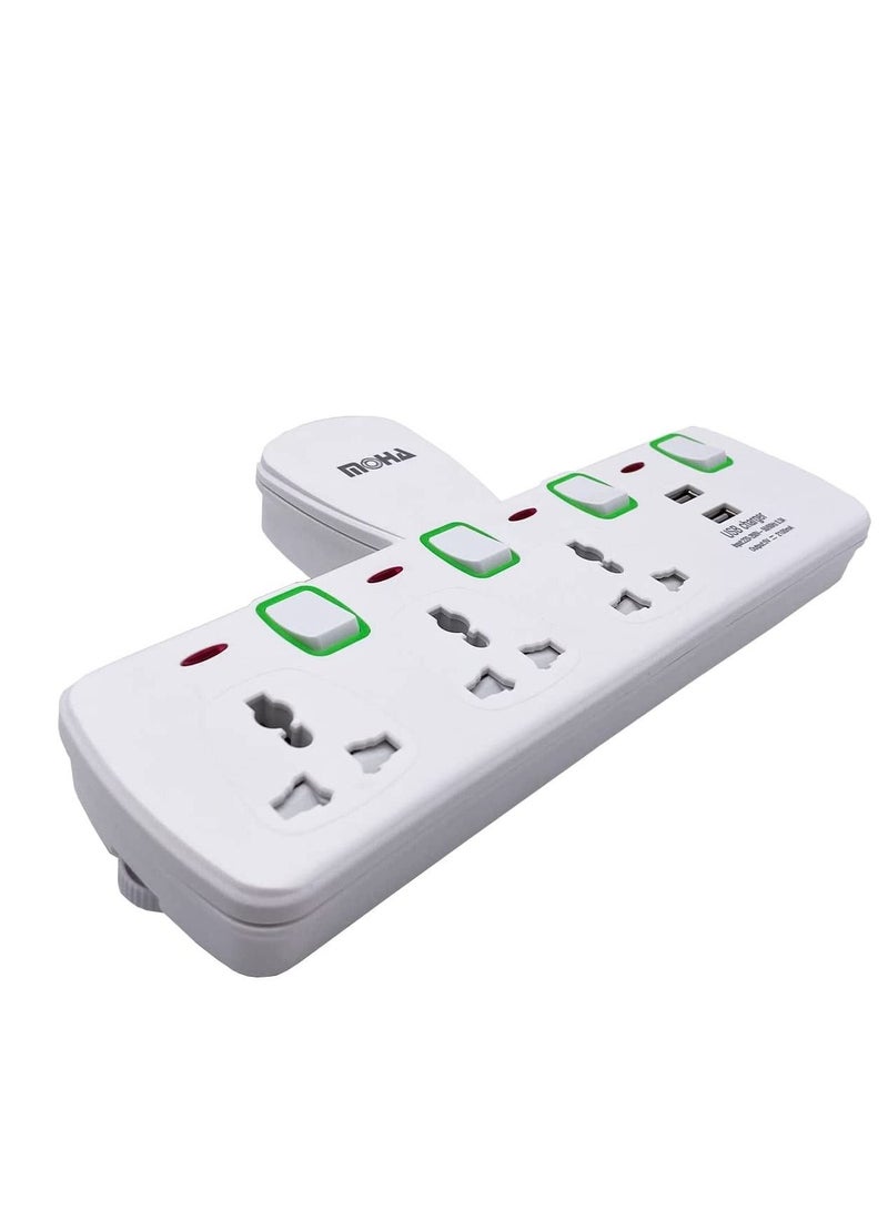 MOHA Multi Plug Extension Power Adapter with 2 USB Charging Station For Home Office - Image 2