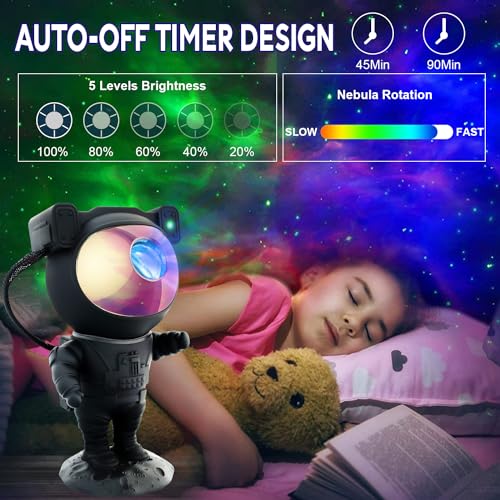 2win2buy Astronaut Star Projector Galaxy Light, 360° Space Man Buddy Projector Sky LED Night Light Space Starlight Planetarium Spaceman Lamp Gifts for Kids Adults Bedroom Ceiling Room Decor - Image 4