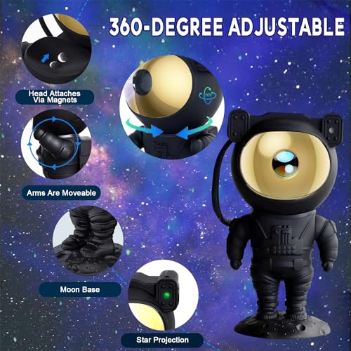 2win2buy Astronaut Star Projector Galaxy Light, 360° Space Man Buddy Projector Sky LED Night Light Space Starlight Planetarium Spaceman Lamp Gifts for Kids Adults Bedroom Ceiling Room Decor - Image 2