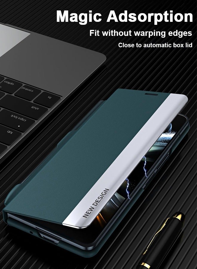 أوشن سامسونج جالاكسي زد فولد 6 حالة الهاتف المحمول ، مع تصميم قوس وفتحة القلم ، حالة جلدية واقية مع قوس كامل - Image 4