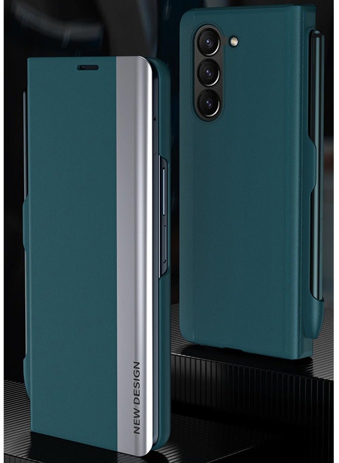 أوشن سامسونج جالاكسي زد فولد 6 حالة الهاتف المحمول ، مع تصميم قوس وفتحة القلم ، حالة جلدية واقية مع قوس كامل - Image 5