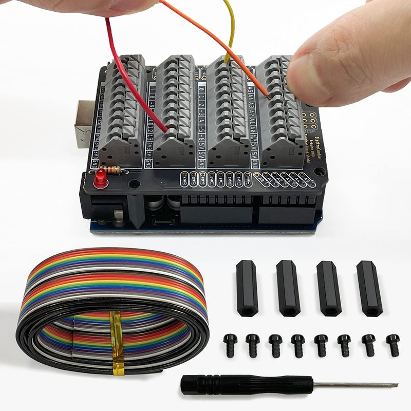 ElectroCookie Uno Terminal Block Shield Kit, Compatible for Arduino Uno R3, Push-in Simple Spring Connector Expansion PCB Module - Image 1