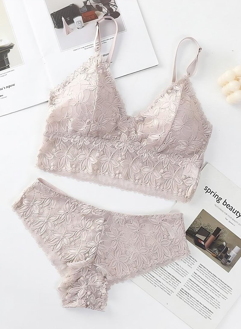 ovitio Light Pink Lace-Trimmed Bikini Set - Two Pieces