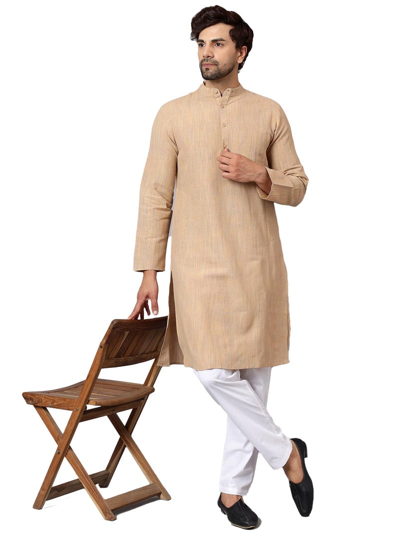 LATEST CHIKAN Men's Cotton Long Kurta Full Sleeves - Casual Ethnic Wear,44 - Image 1