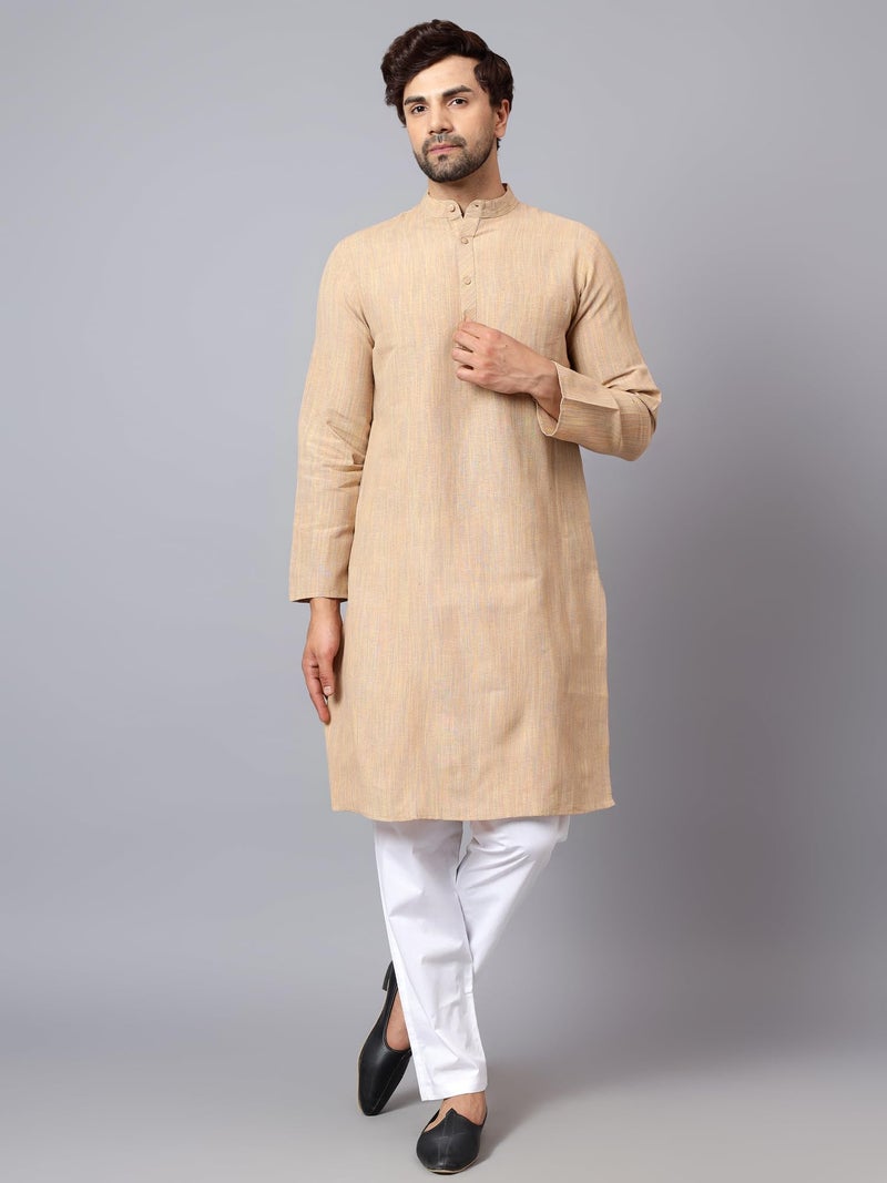 LATEST CHIKAN Men's Cotton Long Kurta Full Sleeves - Casual Ethnic Wear,44 - Image 2