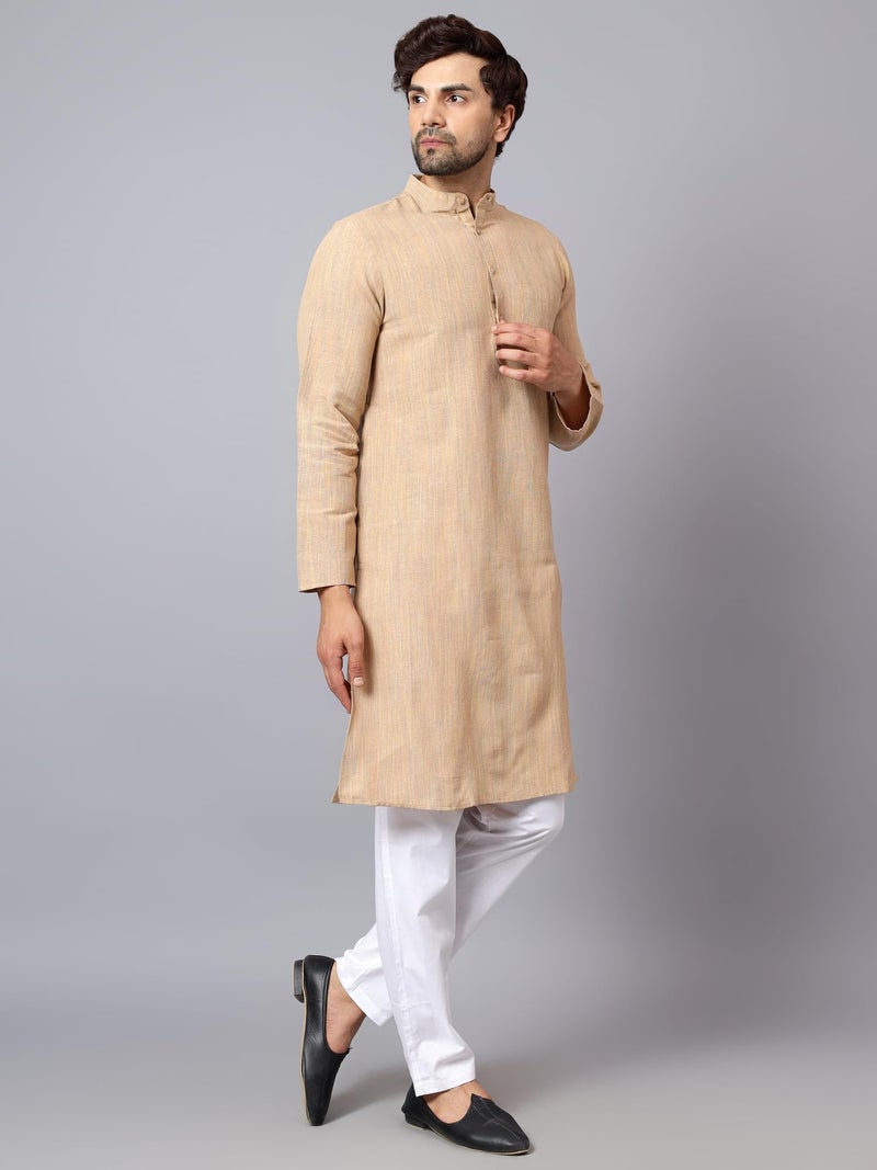 LATEST CHIKAN Men's Cotton Long Kurta Full Sleeves - Casual Ethnic Wear,44 - Image 3