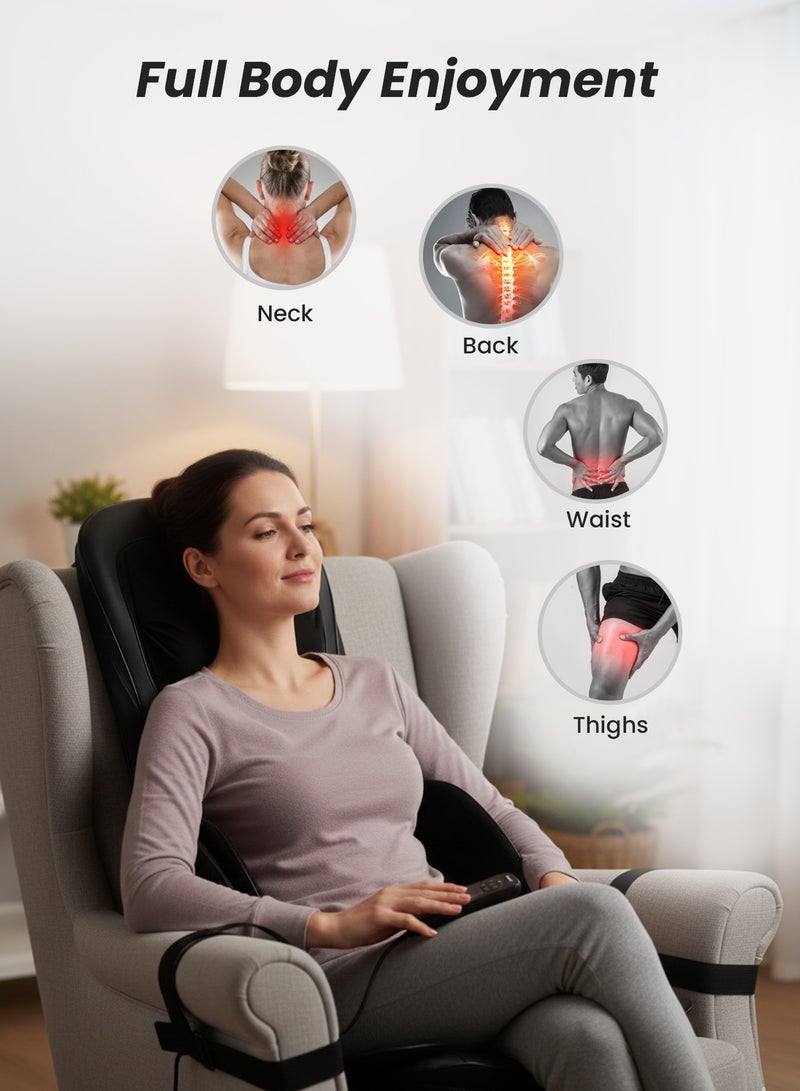 GEEPAS Full Body Massage Chair Pad- GM86103/ 15 Min Timer, Airbag Compression, Spot Kneading Tapping, Seat Vibration, Customizable Modes, Adjustable Neck Massager, with Remote Control/ Relieves Back, Hip, Muscle Tension, Improves Blood Circulation, etc - Image 3