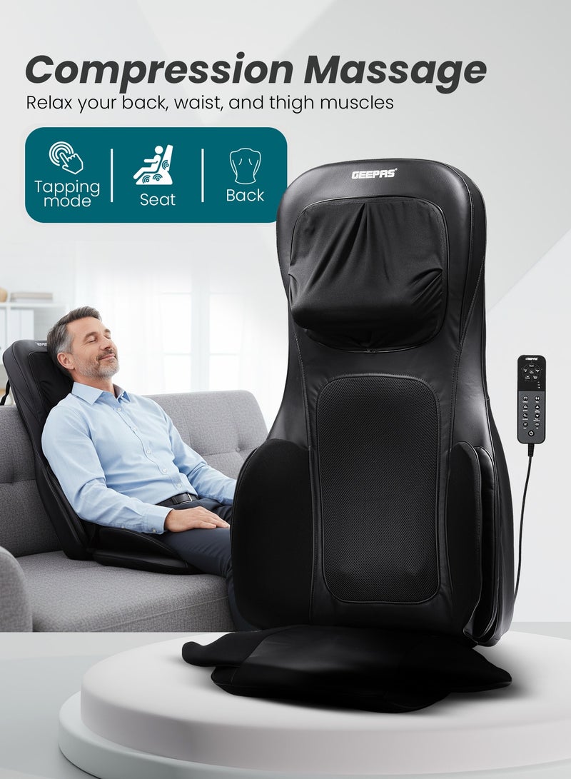 GEEPAS Full Body Massage Chair Pad- GM86103/ 15 Min Timer, Airbag Compression, Spot Kneading Tapping, Seat Vibration, Customizable Modes, Adjustable Neck Massager, with Remote Control/ Relieves Back, Hip, Muscle Tension, Improves Blood Circulation, etc - Image 4