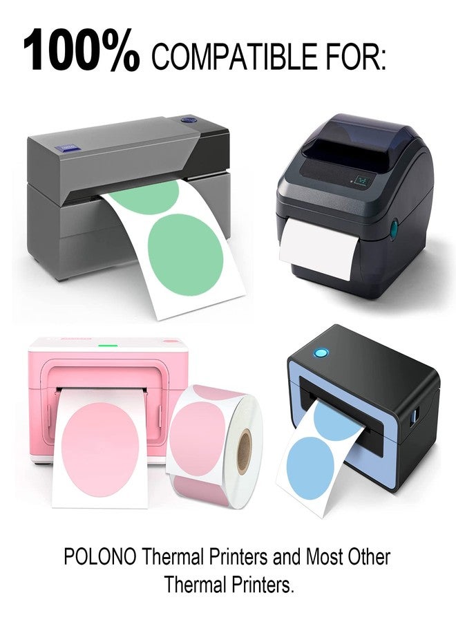 Misofuki 2" 750 Labels Red Circle Direct Thermal Stickers Labels Roll Compatible with Zebra, Rollo, MUNBYN, Self-Adhesive Round Direct Thermal Labels - Image 3