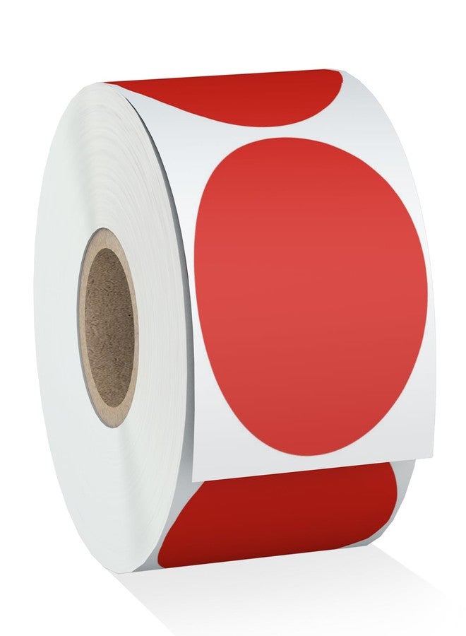 Misofuki 2" 750 Labels Red Circle Direct Thermal Stickers Labels Roll Compatible with Zebra, Rollo, MUNBYN, Self-Adhesive Round Direct Thermal Labels - Image 1