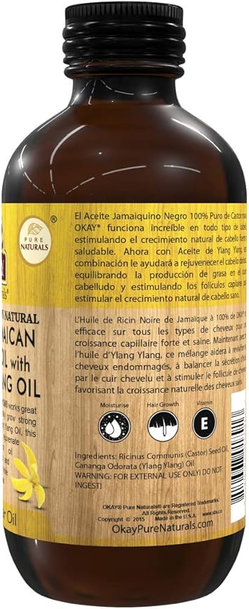 OKAY Pure Naturals Xtra Dark Black Jamaican Castor Oil with Ylang Ylang Oil 4 Ounce 011 kgOKAYBJXYLG4 - Image 2