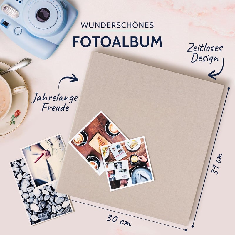 Goldbuch - Summertime Trend 2 31605 Photo Album 100 White Pages with Parchment Dividers with Linen Cover for up to 600 Photos High Quality Paper Beige 30 x 31 cm - Image 2
